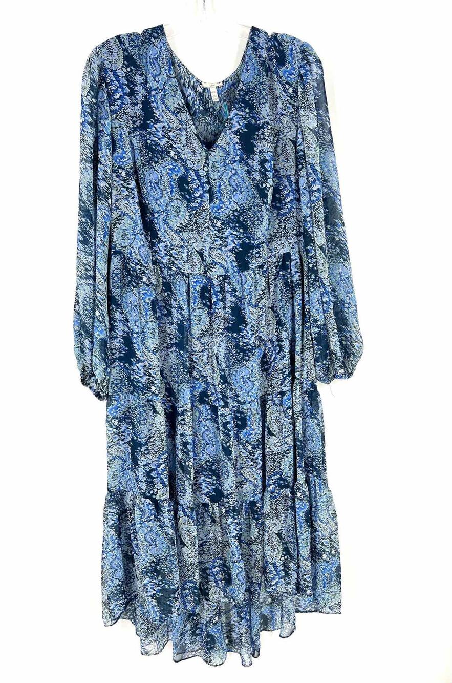 Joie Size XL Bl/Wh/Gr Paisley Tiered Designer Dress Maxi